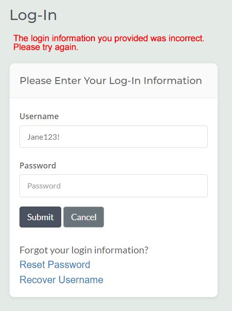 StrongStart login prompt to enter Username and Password
